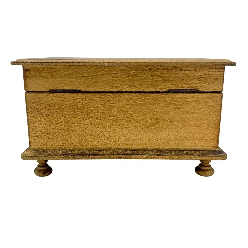 Vintage Italian Florentia Style Music Jewelry Box Wood Chest Red Velvet Plays
